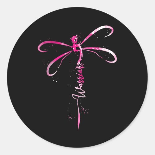 Cancer Warrior Breast Cancer Awareness Dragonfly  Classic Round Sticker