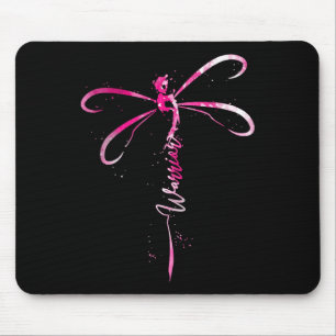Cancer Warrior Breast Cancer Awareness Dragonfly Mouse Pad