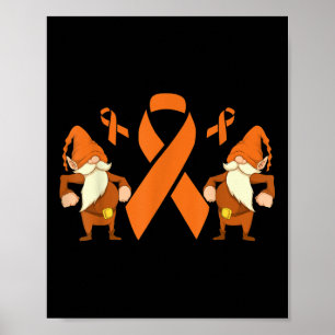 Cancer Warrior Gnome Orange Ribbon Leukemia Awaren Poster