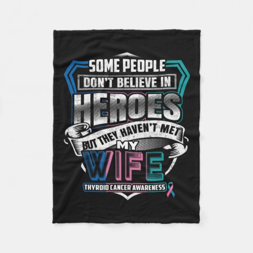 Cancer Warrior I Wear Blue Pink Teal For My Wife  Fleece Blanket