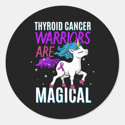 Cancer Warrior Magical Unicorn Purple Teal And Pin Classic Round Sticker