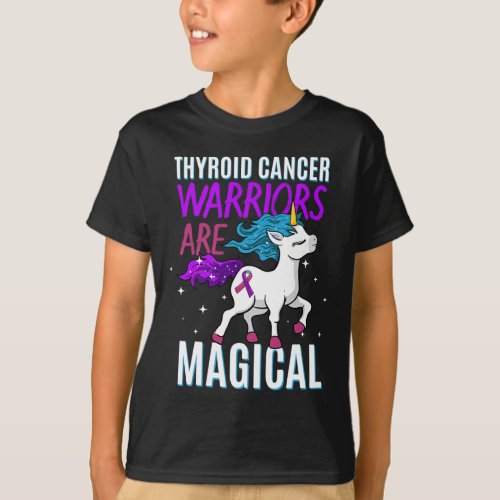 Cancer Warrior Magical Unicorn Purple Teal And Pin T_Shirt