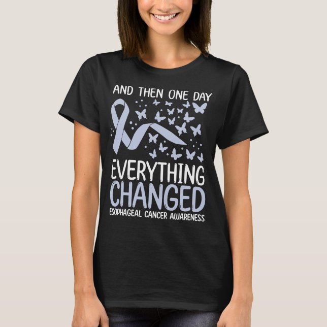 Cancer Warrior Ribbon Esophageal Cancer Awareness T-Shirt (Front)