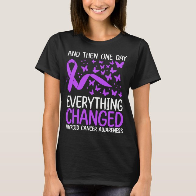 Cancer Warrior Ribbon Thyroid Cancer Awareness T-Shirt (Front)