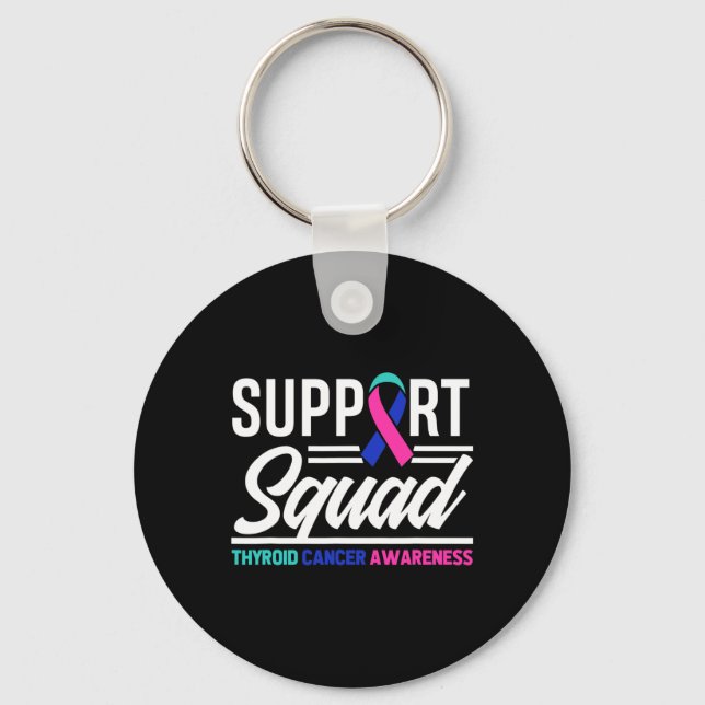 Cancer Warrior Support Squad Thyroid Cancer  Keychain (Front)