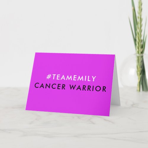 Cancer Warrior  Team Name Hashtag Modern Pink Card
