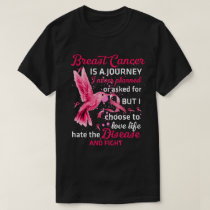 Cancer Warrior Tee, Hummingbird Breast Cancer  T-Shirt