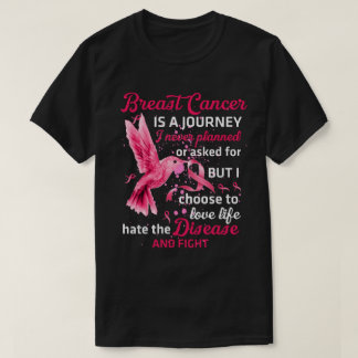 Cancer Warrior Tee, Hummingbird Breast Cancer  T-Shirt