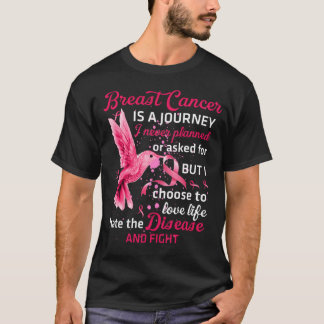 Cancer Warrior Tee, Hummingbird Breast Cancer  T-Shirt