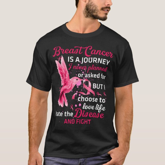 Cancer Warrior Tee, Hummingbird Breast Cancer  T-Shirt (Front)