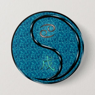 Cancer & Water Dog Button