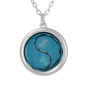 Cancer & Water Dog Silver Plated Necklace