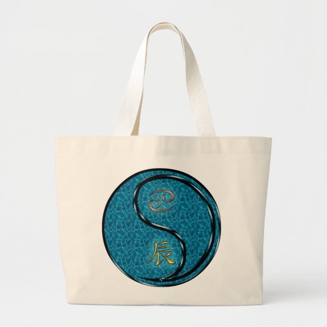 Cancer & Water Dragon Large Tote Bag (Front)