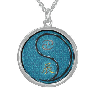 Cancer & Water Dragon Sterling Silver Necklace