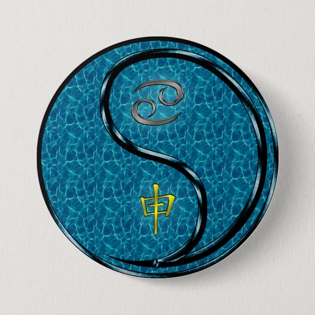 Cancer & Water Monkey Button (Front)