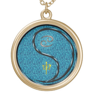 Cancer & Water Monkey Gold Plated Necklace
