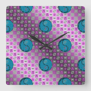 Cancer & Water Rooster Square Wall Clock