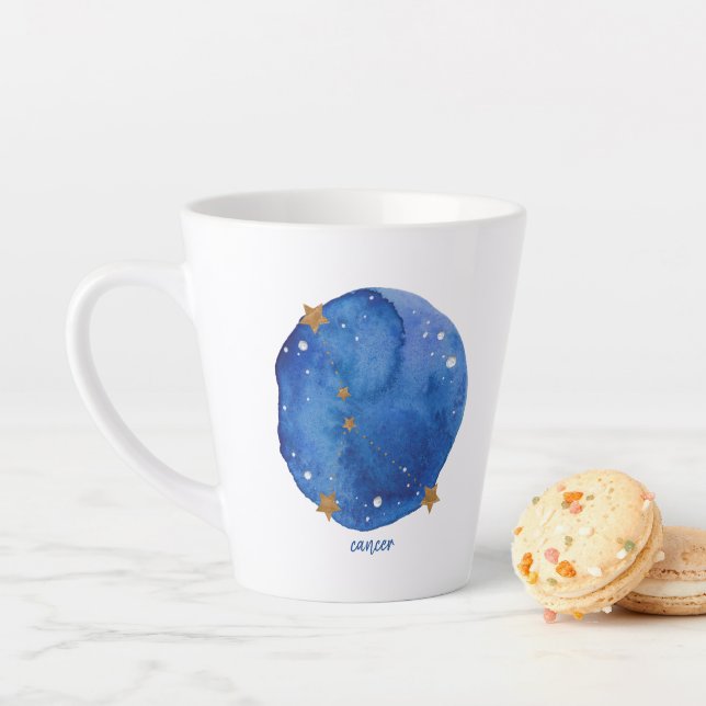 Cancer Watercolor Night Sky Constellation Zodiac Latte Mug (In Situ)