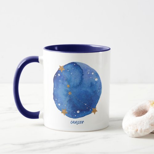 Cancer Watercolor Night Sky Constellation Zodiac Mug