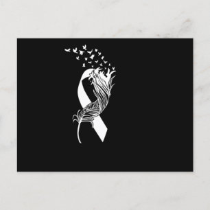Cancer White Ribbon Feather Birds Invitation Postcard