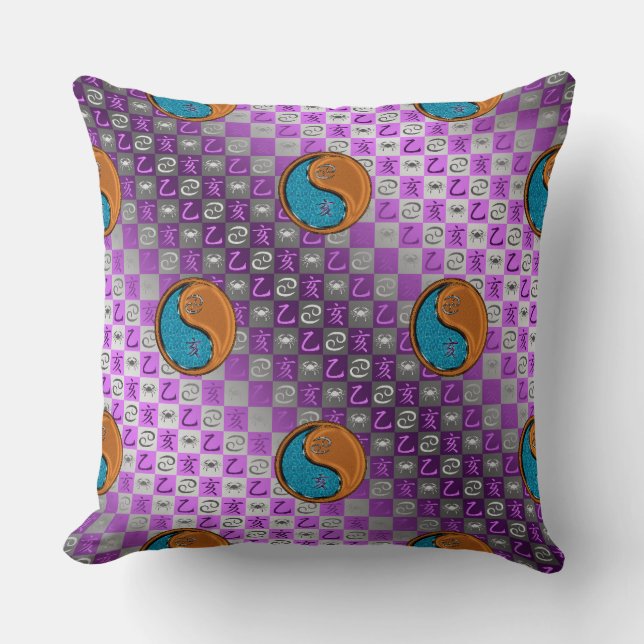 Cancer & Wood Boar Throw Pillow (Front)