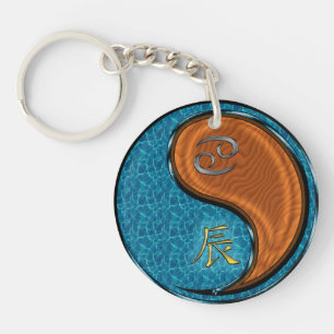 Cancer & Wood Dragon Keychain