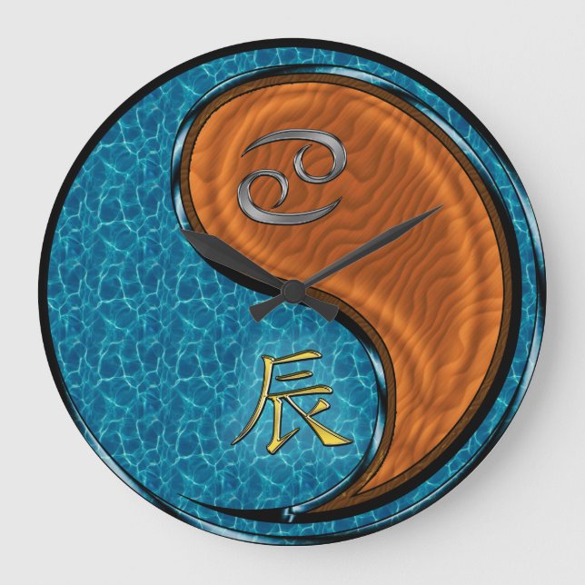 Cancer & Wood Dragon Large Clock (Front)