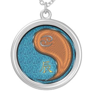 Cancer & Wood Dragon Silver Plated Necklace