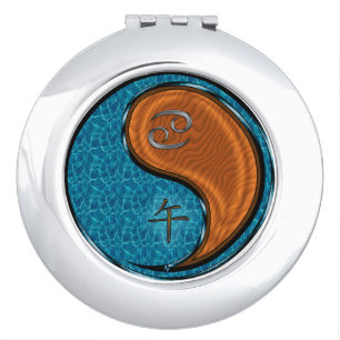 Cancer & Wood Horse Compact Mirror