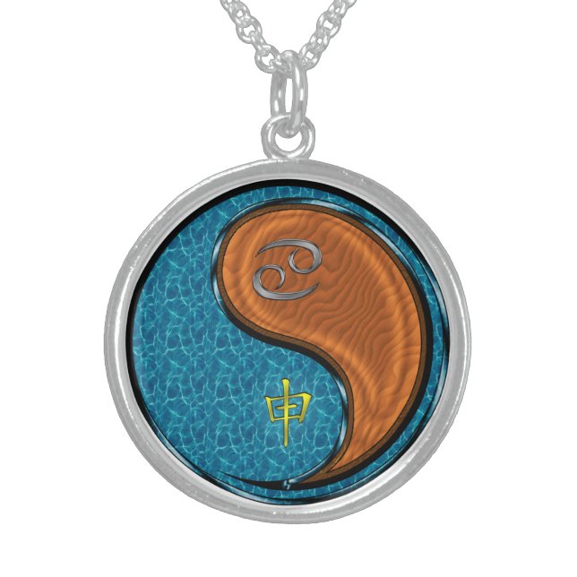Cancer & Wood Monkey Sterling Silver Necklace (Front)