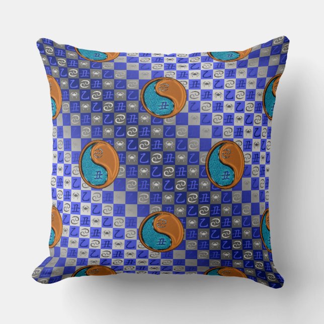 Cancer & Wood Ox Throw Pillow (Front)