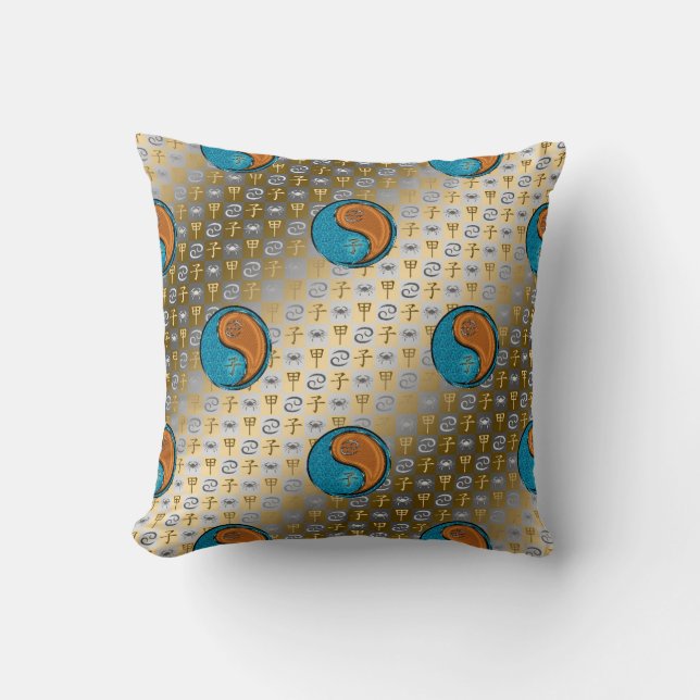 Cancer & Wood Rat Throw Pillow (Front)