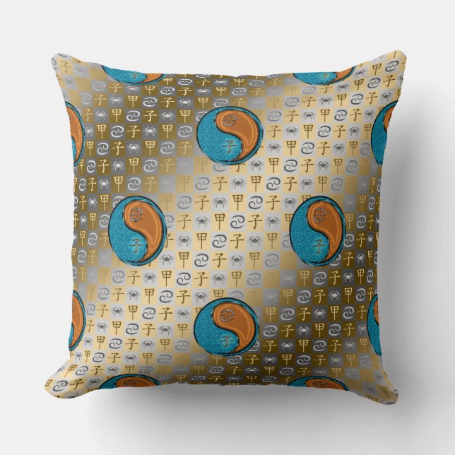 Cancer & Wood Rat Throw Pillow (Front)