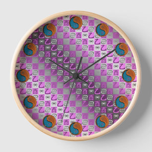 Cancer & Wood Rooster Clock