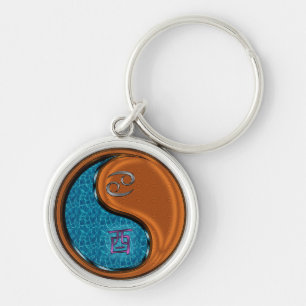 Cancer & Wood Rooster Keychain