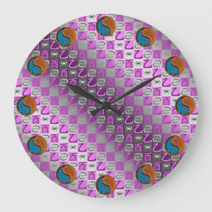 Cancer & Wood Rooster Large Clock