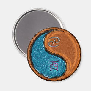 Cancer & Wood Rooster Magnet