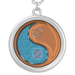 Cancer & Wood Rooster Silver Plated Necklace