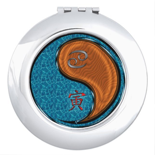 Cancer & Wood Tiger Compact Mirror (Front)