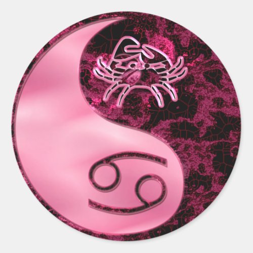 Cancer Yin Yang Classic Round Sticker