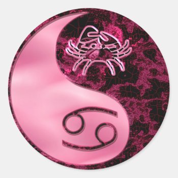 Cancer Yin Yang Classic Round Sticker by thebirthdaysite at Zazzle