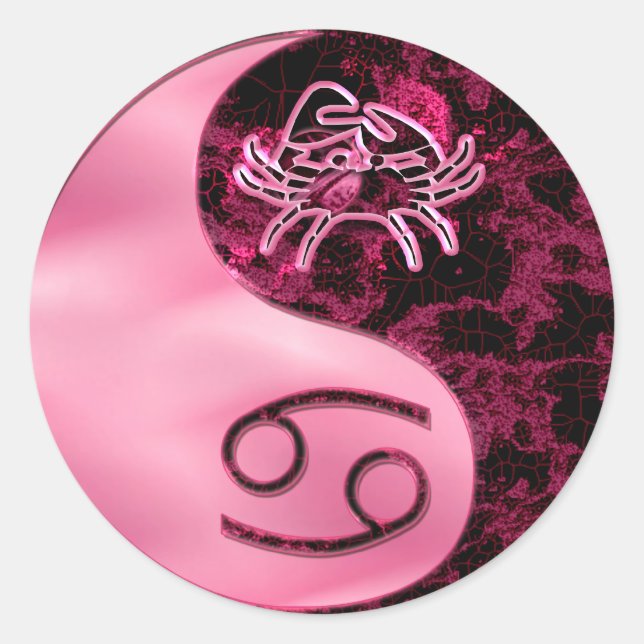 Cancer Yin Yang Classic Round Sticker (Front)