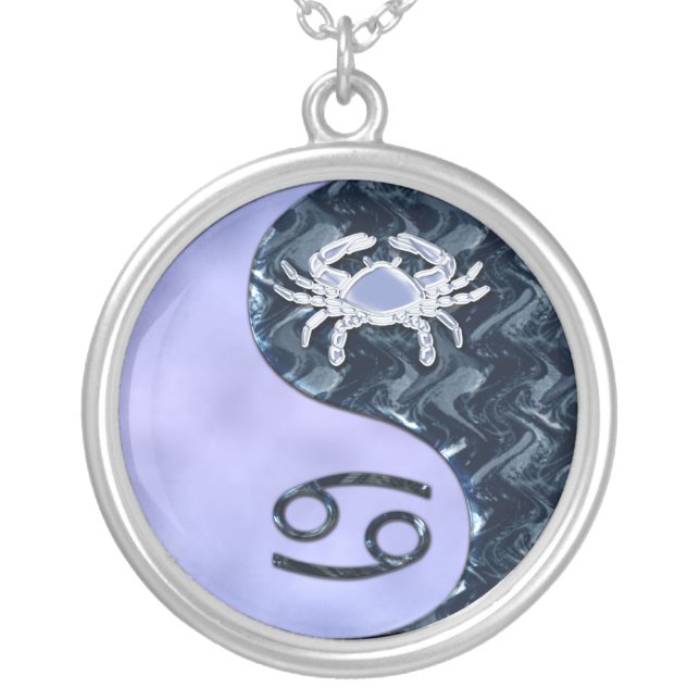 Cancer Yin Yang Silver Plated Necklace (Front)