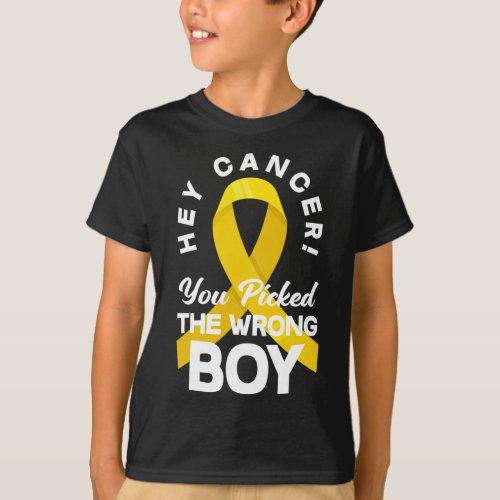 Cancer You Picked The Wrong Boy Childhood Cancer W T_Shirt