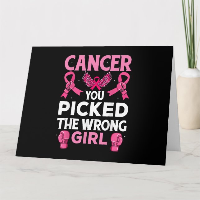 Cancer You Picked The Wrong Girl Boxing Gloves Awa Card (Front)