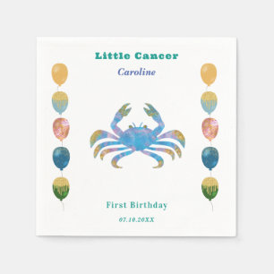 Cancer Zodiac 1st Birthday Balloons & Artistic  Napkins