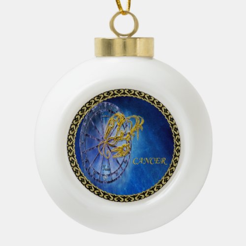 Cancer Zodiac Astrology design Horoscope Ceramic Ball Christmas Ornament