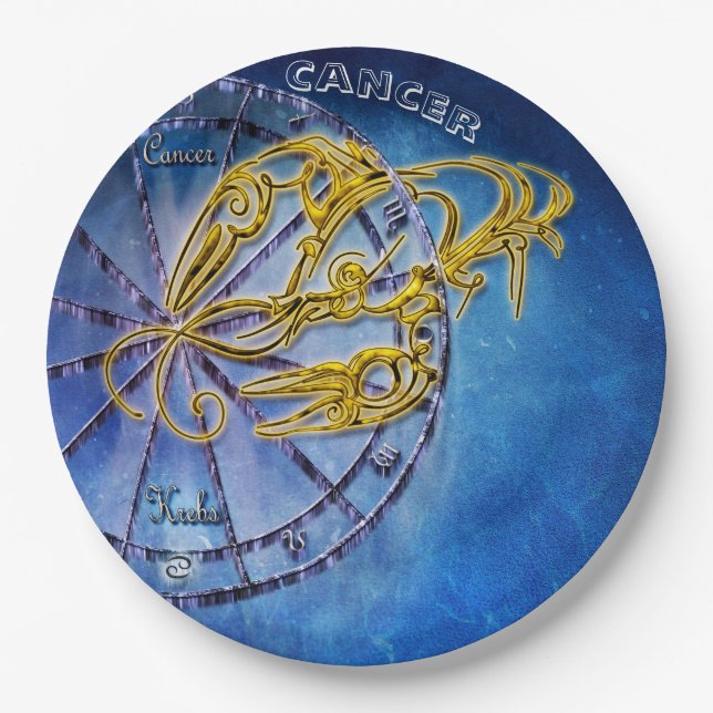 Cancer Zodiac Astrology design Horoscope Paper Plates (Front)