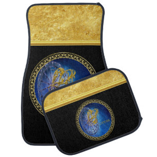 Cancer Zodiac Astrology gold foil with black. Car Floor Mat