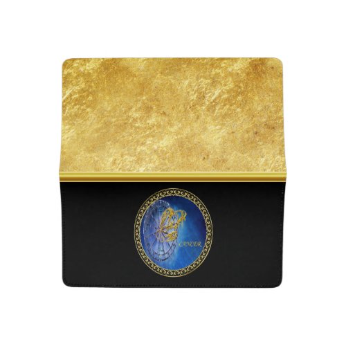 Cancer Zodiac Astrology gold foil with black Checkbook Cover
